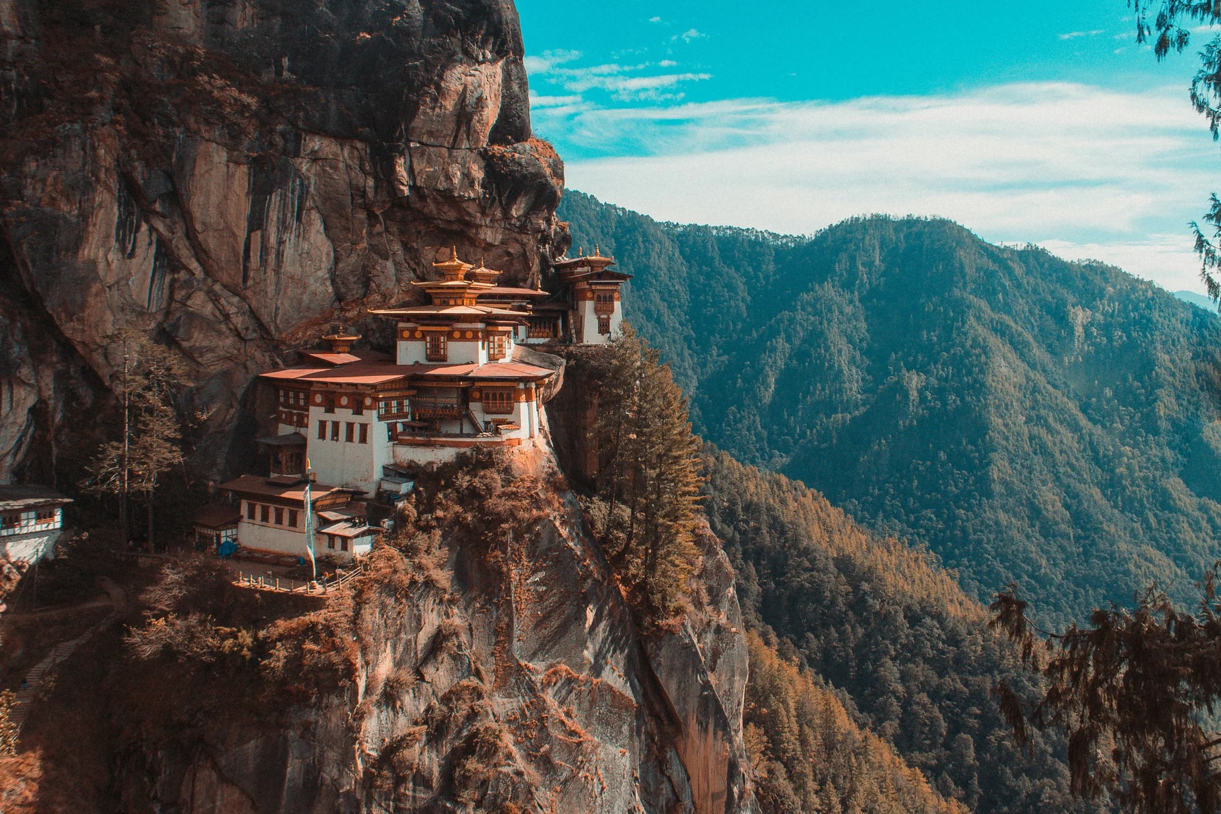 Tiger's Nest Monastery perched on a cliff in Paro, Bhutan